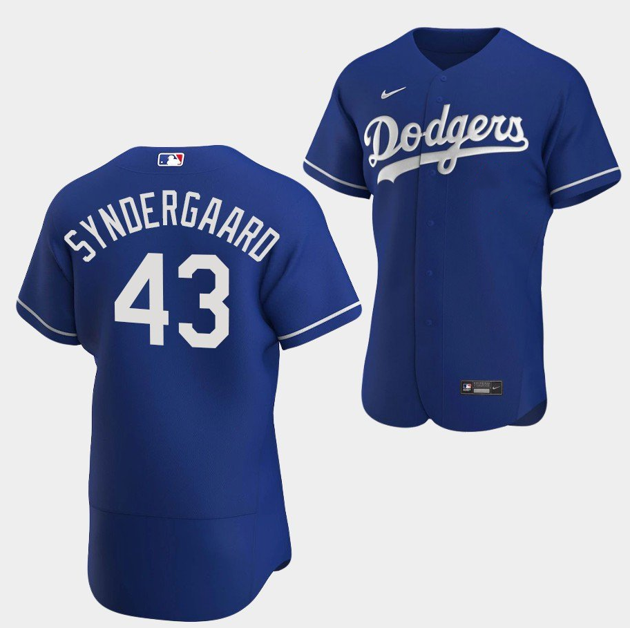 Men's Los Angeles Dodgers #43 Noah Syndergaard Blue Flex Base Stitched Baseball Jersey Men's Los Angeles Dodgers #43 Noah Syndergaard Blue Flex Base Stitched Baseball Jersey